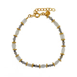 Bracelet duo de pierres et disques dorés - PIERRE DE LUNE -