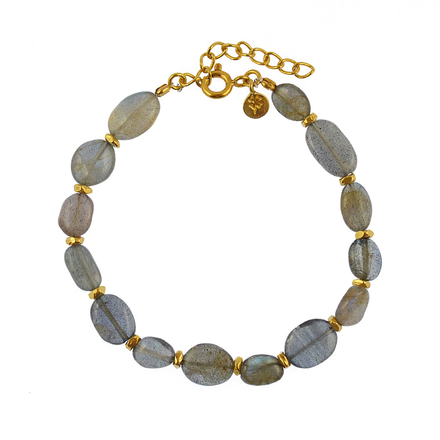 Bracelet pierres et disques dorés - LABRADORITE - Bracelets