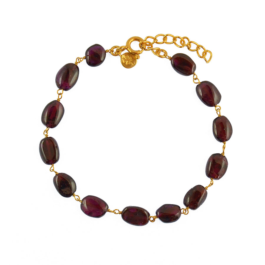 Bracelet doré et pierres ovales - GRENAT - Bracelets