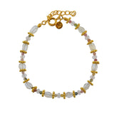 Bracelet duo de pierres et disques dorés - PIERRE DE LUNE -