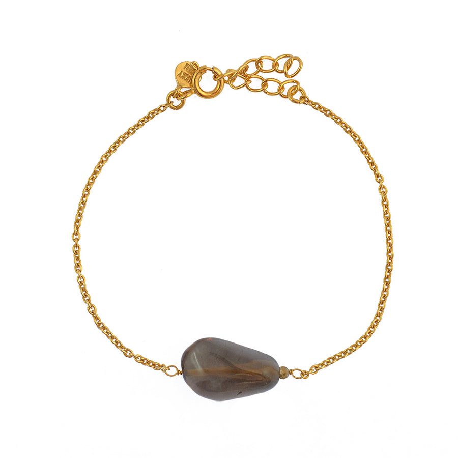 Bracelet doré et pierre naturelle - QUARTZ FUMÉ - Bracelets