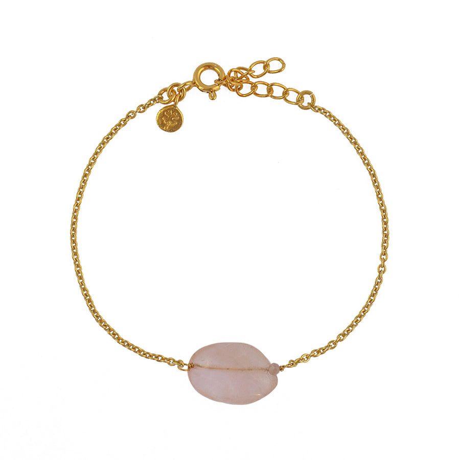 Bracelet doré et pierre naturelle - QUARTZ ROSE - Bracelets