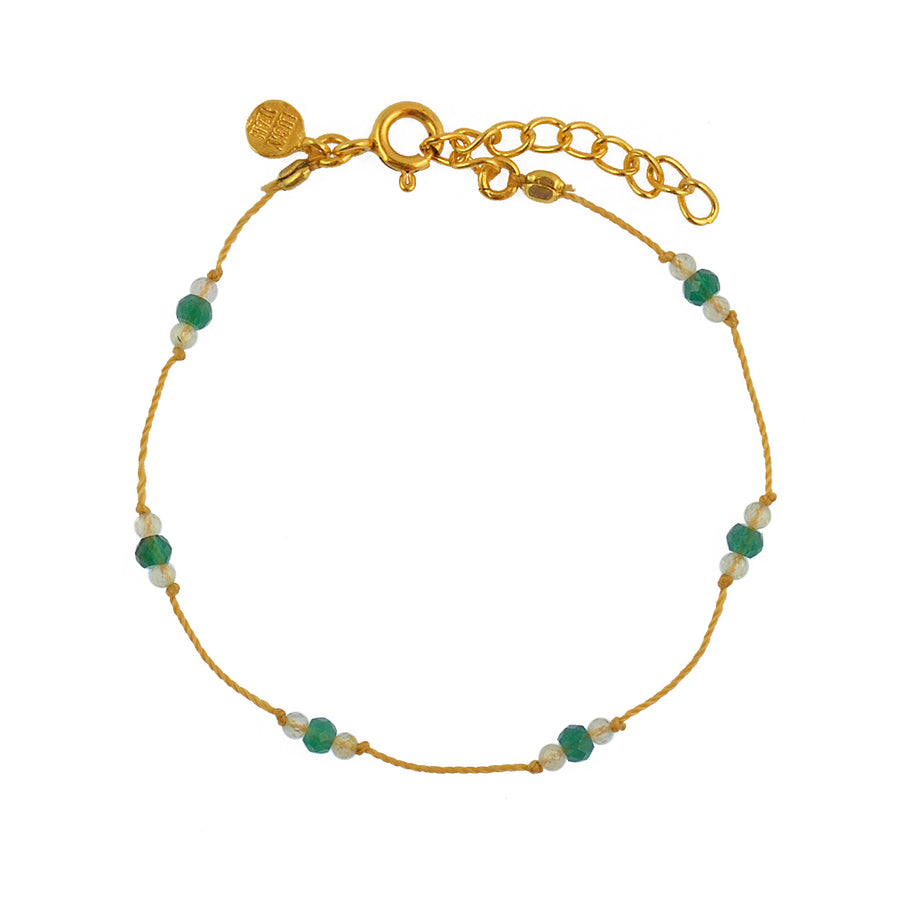 Bracelet fil doré et petites pierres naturelles - ONYX VERTE