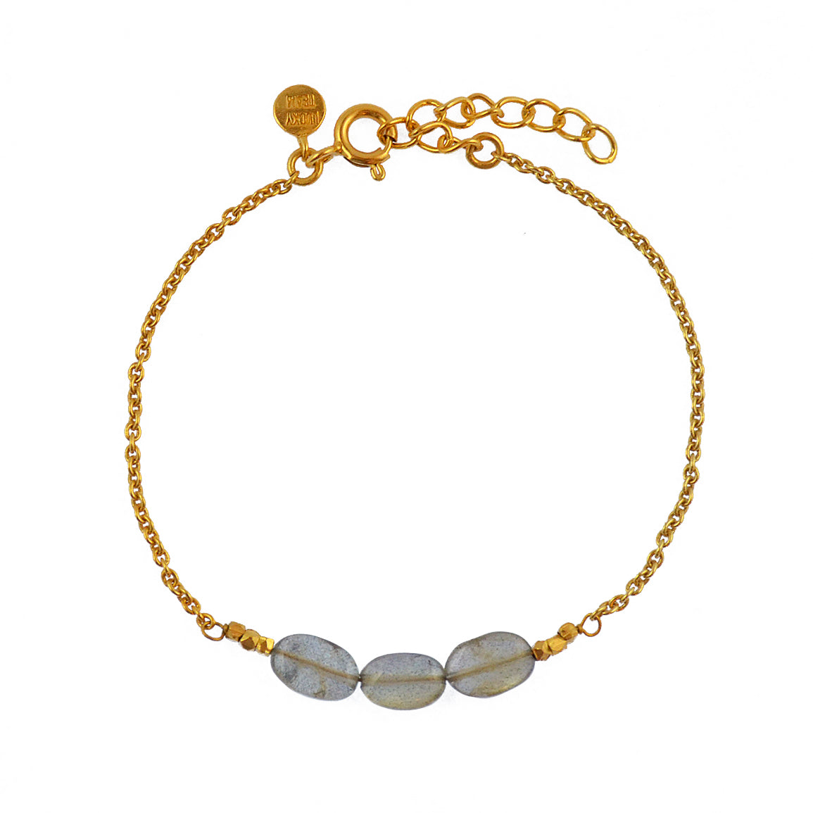 Bracelet doré et trilogie de pierre - LABRADORITE