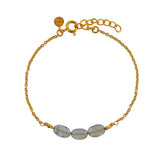 Bracelet doré et trilogie de pierre - LABRADORITE
