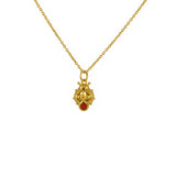 Collier doré pendentif coccinelle et pierre - ONYX ROUGE -