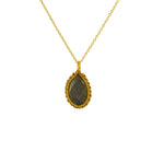 Collier doré pendentif pierre et fil tissé - LABRADORITE -