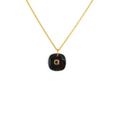 Collier doré pendentif pierre carrée 42 cm