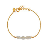 Bracelet doré et trilogie de pierre - PIERRE DE LUNE