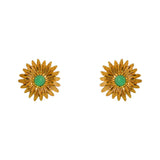 Boucles dorées marguerite et pierre - ONYX VERTE