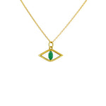 Collier doré pendentif oeil et pierre - ONYX VERTE -