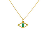 Collier doré pendentif oeil et pierre - ONYX VERTE -