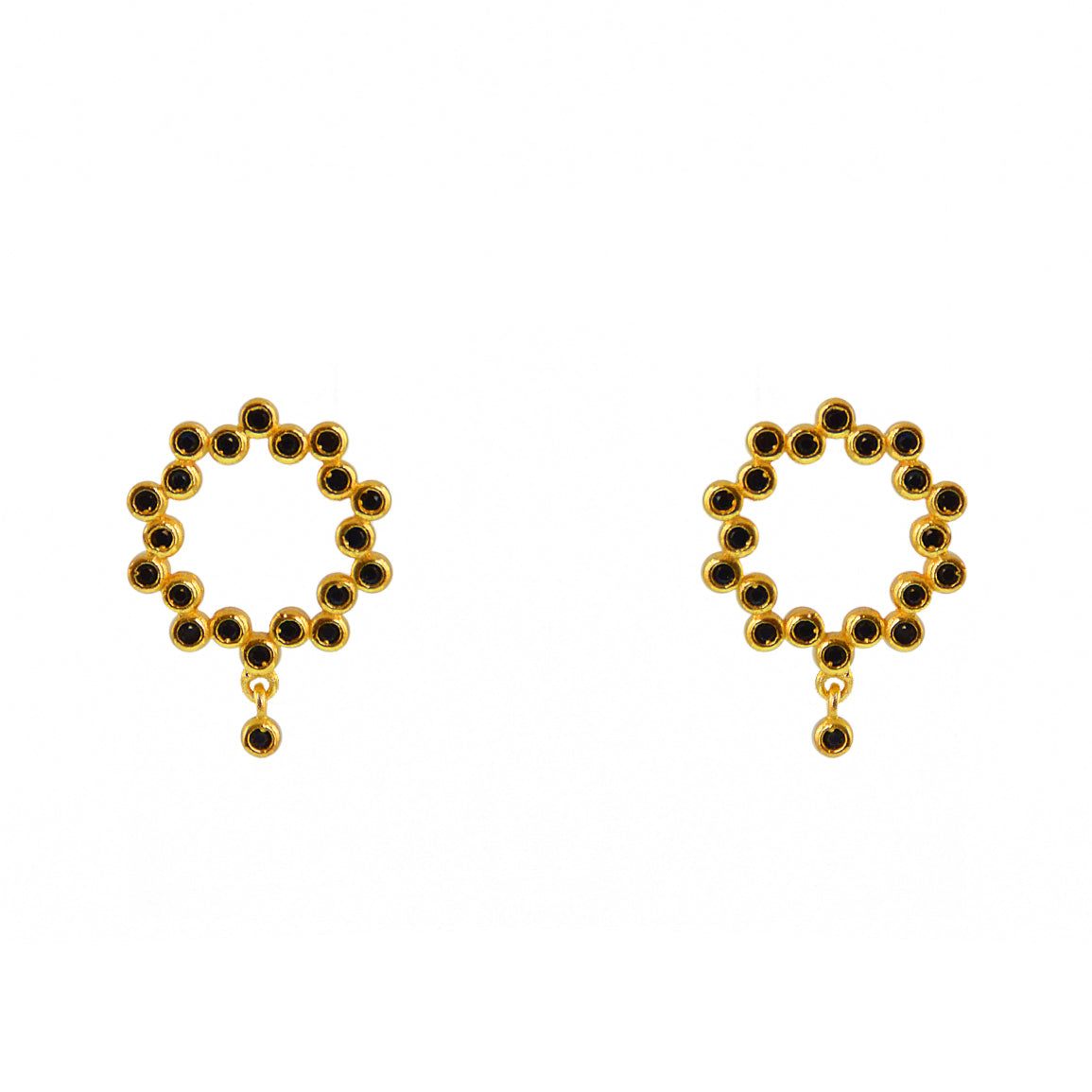 Boucles dorées zircons et pampille - ZIRCONS NOIRS - Boucles