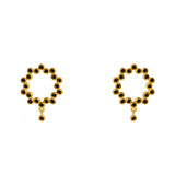 Boucles dorées zircons et pampille - ZIRCONS NOIRS - Boucles