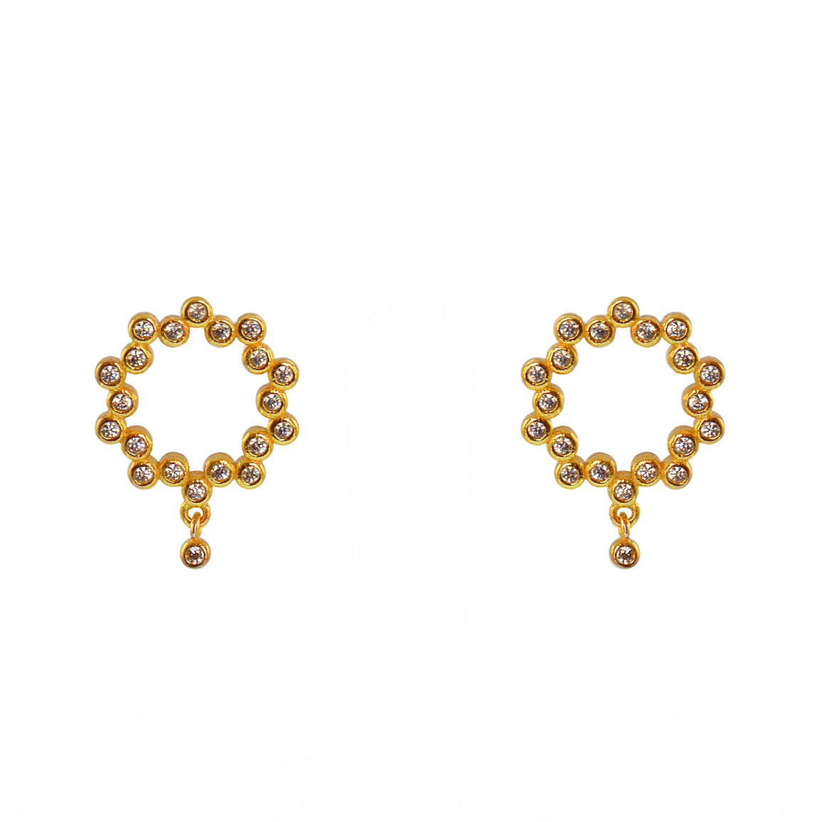 Boucles dorées zircons et pampille - ZIRCONS BLANCS -