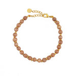 Bracelet pierres naturelles et disques dorés - BOIS
