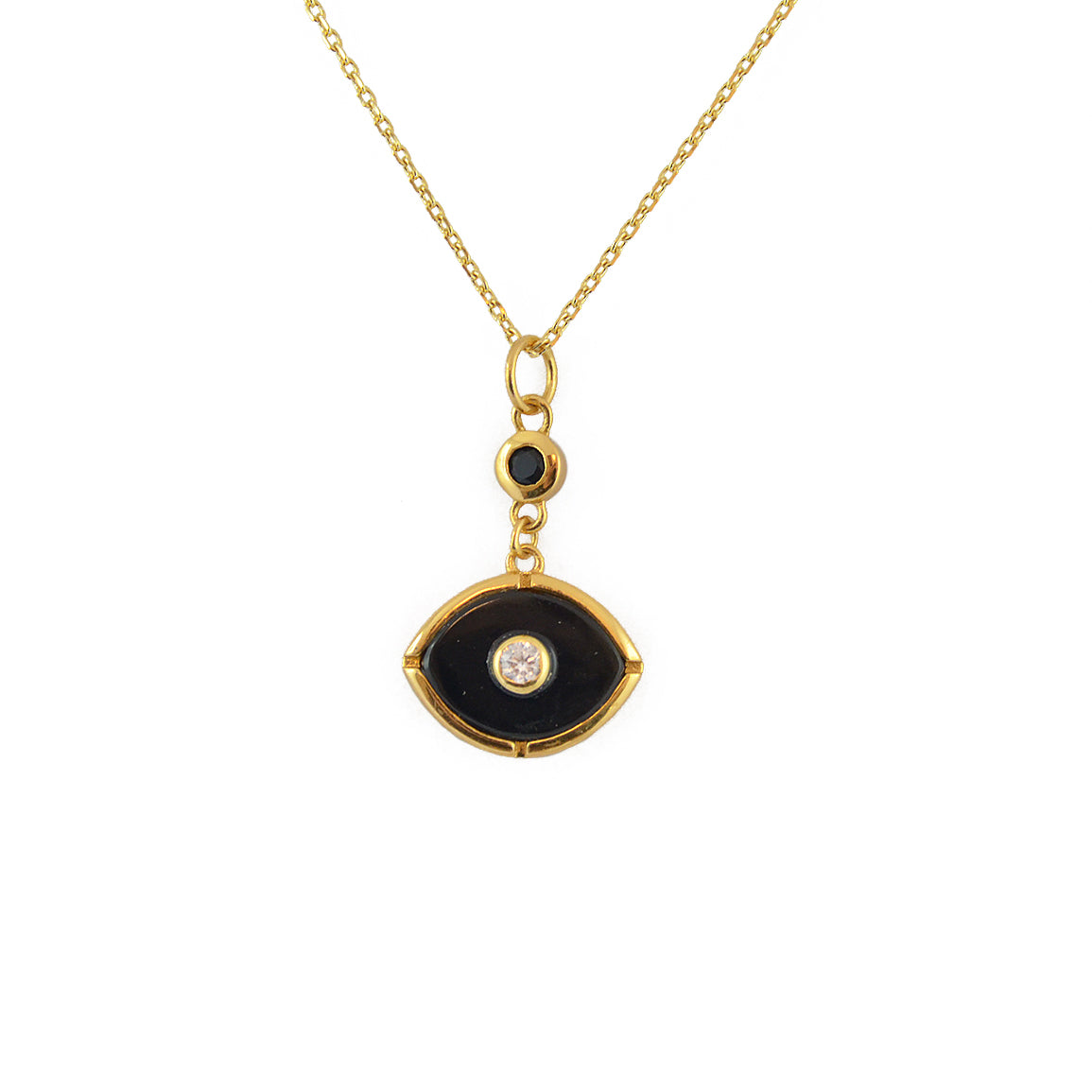 Collier doré oeil pierre et zircons - ONYX NOIRE