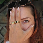 Bague chevalière coeur dorée à l’or fin 18k - Bagues