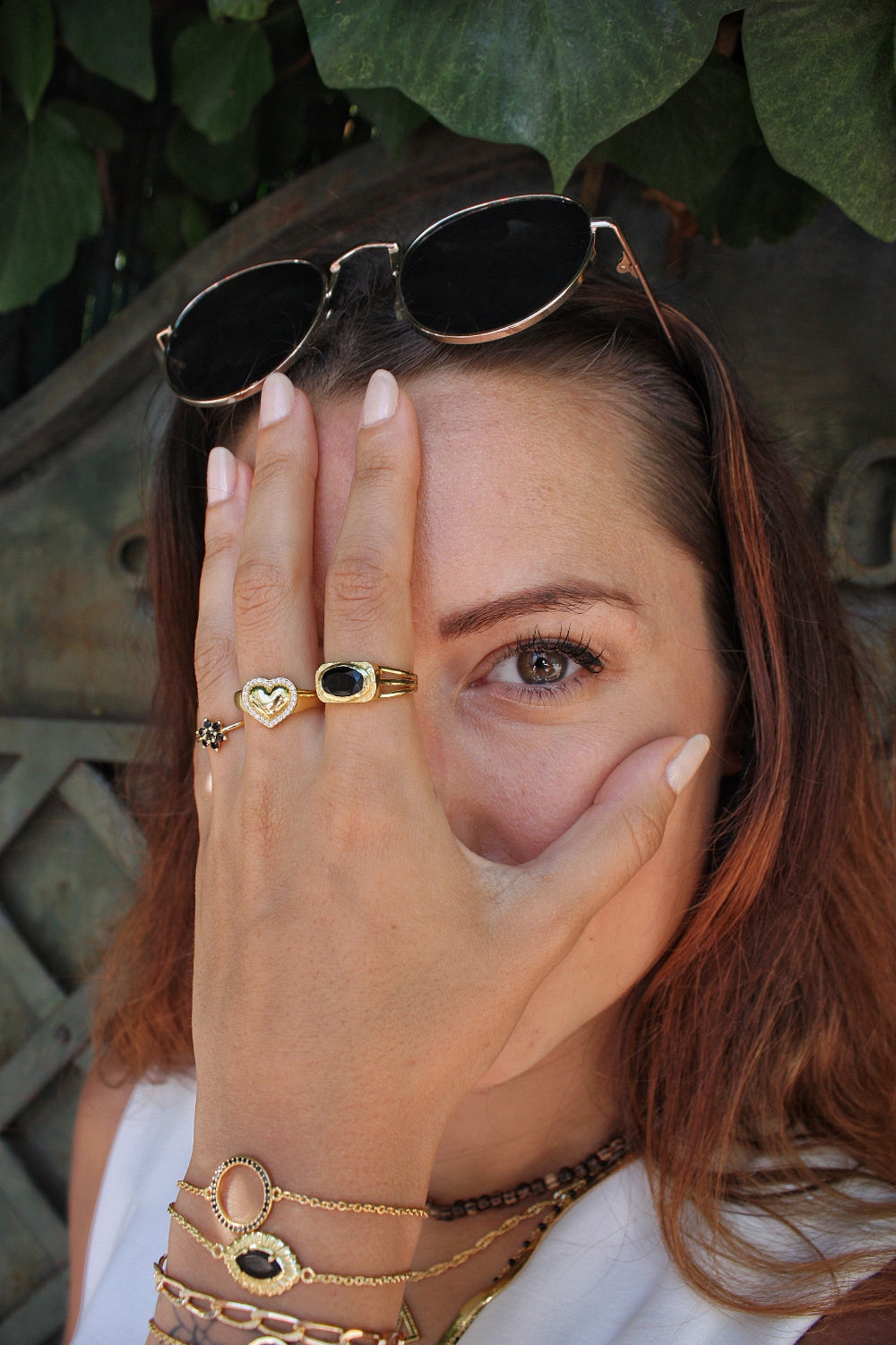 Bague chevalière coeur dorée à l’or fin 18k - Bagues