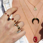 Bague dorée ouverte 2 pierres