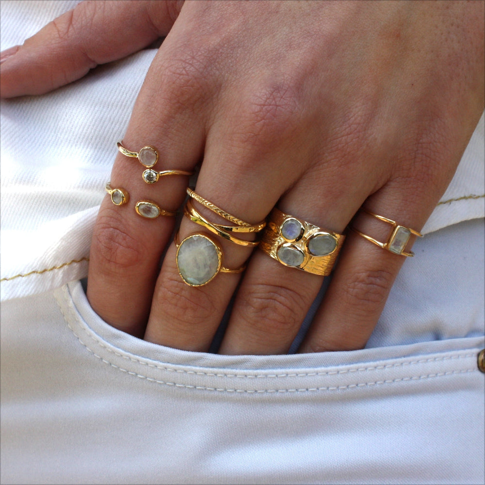 Bague anneaux entremêlés dorés à l’or fin 18k - Bagues