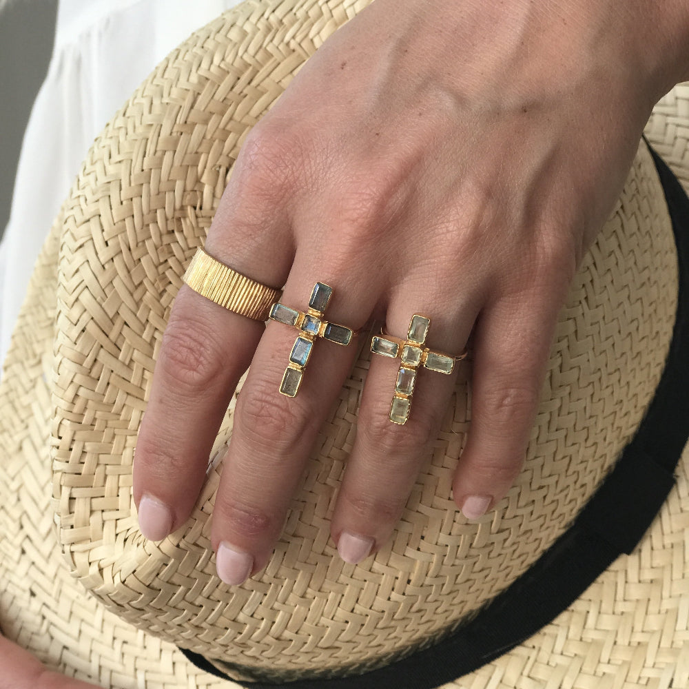 Bague croix dorée à l’or fin 18k - Bagues