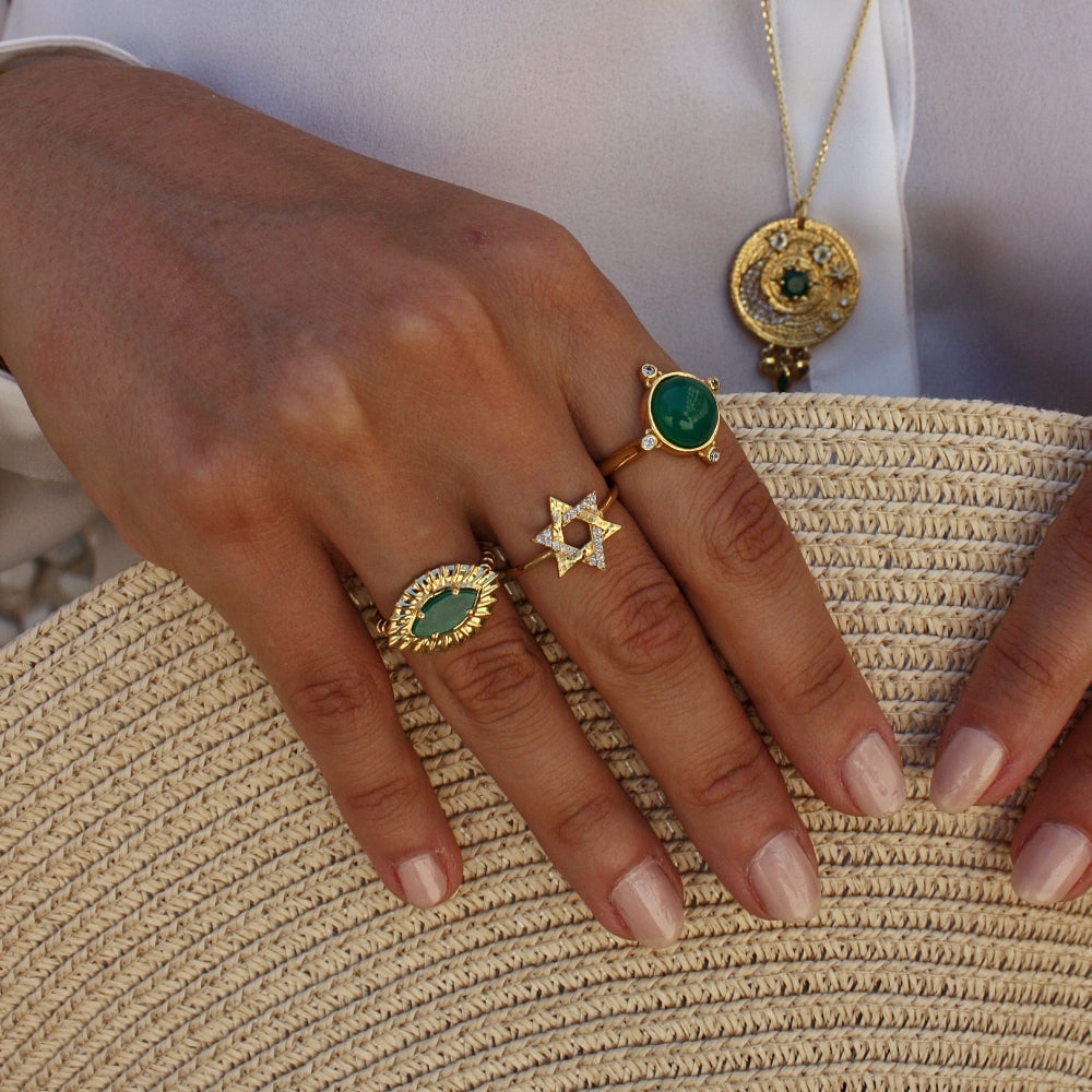 Bague étoile de david dorée à l’or fin 18k - Bagues