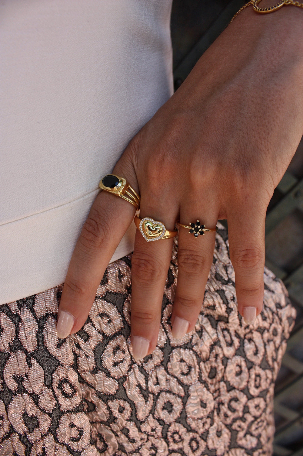 Bague chevalière coeur dorée à l’or fin 18k - Bagues