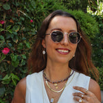 Boucles dorées pierre ovale facettée et zircons - Colliers