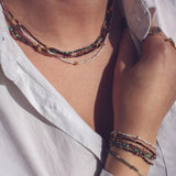 Bracelet doré petites pierres naturelles et perles dorées