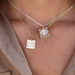 Collier argent 925 pendentif carré oeil & Magic eye