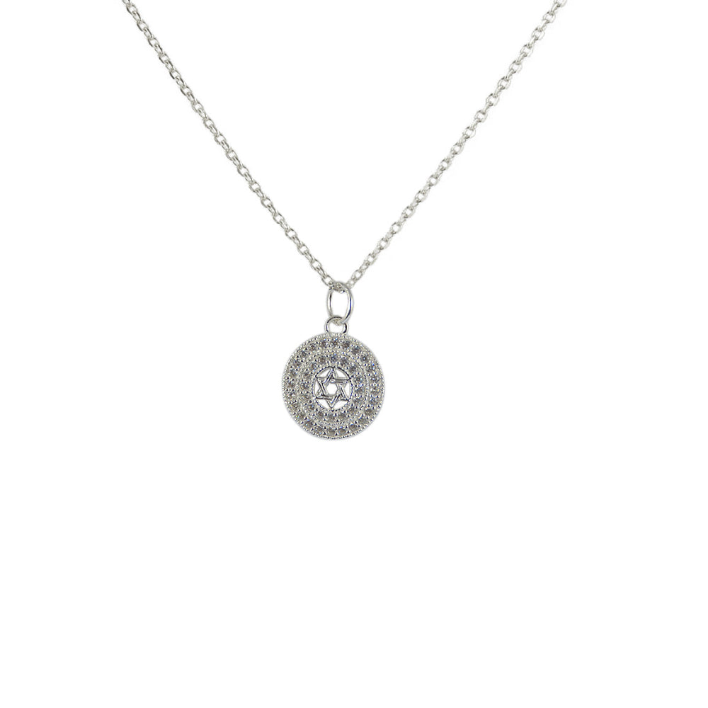 Collier argent 925 médaille zircons étoile de David -