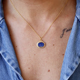 Collier doré pierre plate et zircons - LAPIS