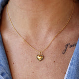 Collier doré coeur bombé et zircons - ZIRCONS NOIRS