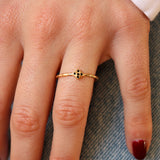 Bague dorée martelée et zircons - 50 / ZIRCONS NOIRS