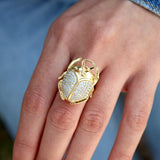 Bague dorée scarabée XXL et zircons - Bagues