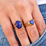 Chevalière dorée coeur pierre - 52 / LAPIS