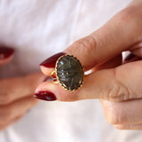 Bague dorée scarabée taillé dans la pierre - 50 /