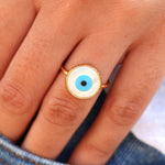 Bague dorée et oeil nacre - Bagues