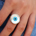 Bague argent 925 oeil nacre XXL - Bagues