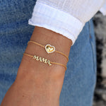 Bracelet doré coeur bombé et zircons