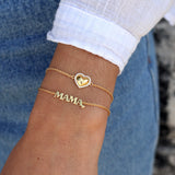 Bracelet doré coeur bombé et zircons