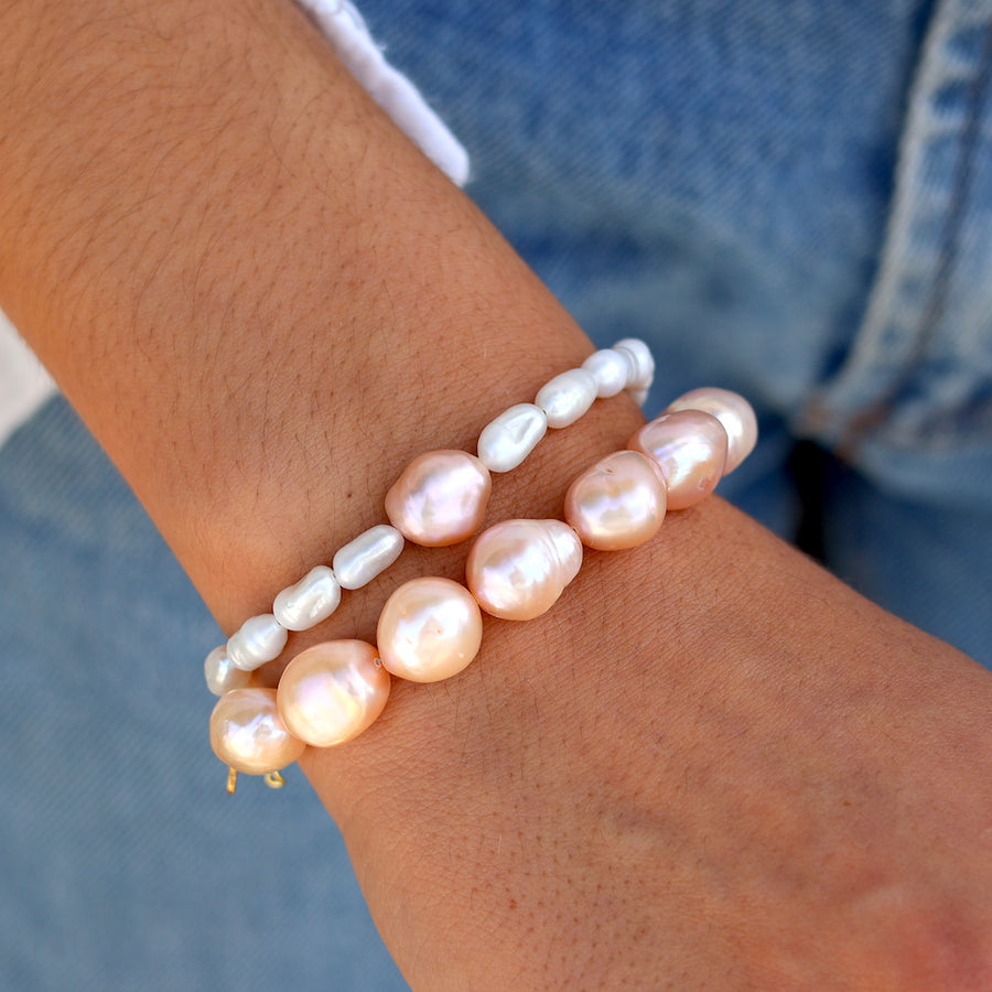 Bracelet perles de culture blanches et rose - Bracelets