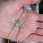 Bracelet doré et croix pierres - PIERRE DE LUNE & QUARTZ