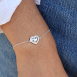 Bracelet argent 925 coeur bombé et zircons