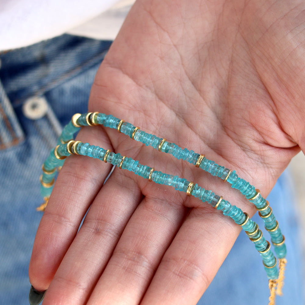 Bracelet doré et pierres heishi - Bracelets