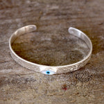 Jonc martelé argent 925 et oeil porte bonheur