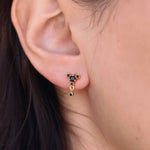 Boucles dorées pierre zircons et pampille - ONYX NOIRE -