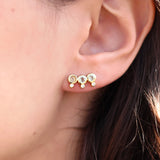 Boucles dorées puces trois pierres et zircons - PREHNITE -