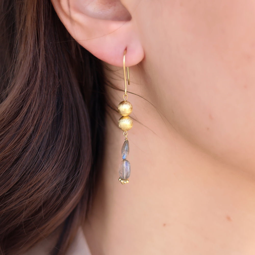 Boucles dorées labradorite et boules